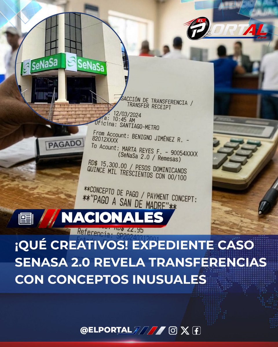El_PortalRD's tweet photo. El expediente del caso SeNaSa 2.0 detalla una serie de transferencias bancarias realizadas entre personas señaladas como integrantes de la presunta red investigada, algunas de las cuales habrían sido efectuadas sin especificar un concepto
#Senasa2.0 #MinisterioPúblico #ElPortal https://t.co/Z7Dm4unxAL