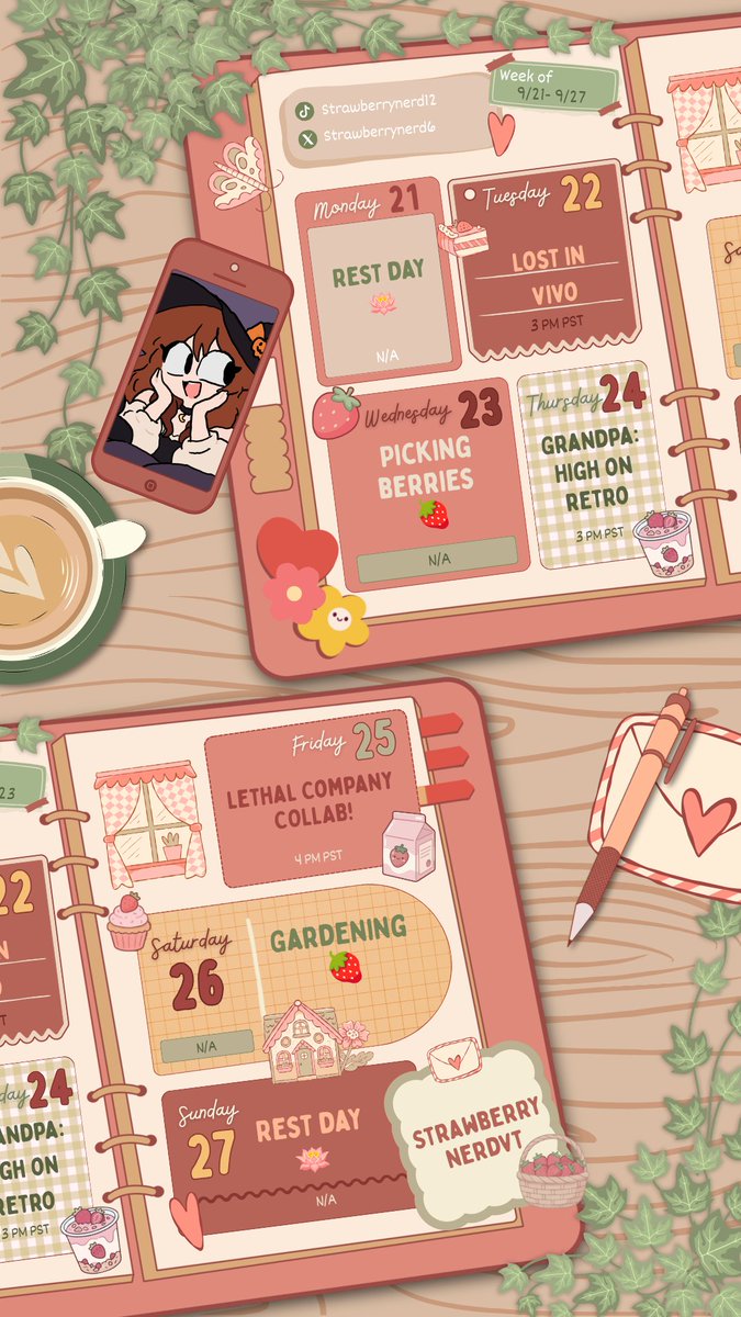Strawberrynerd6's tweet photo. 🍓🌱 A new week in Berry’s Patch!

👻 Tues 3 PM — Into Vivo
🤖 Thurs 3 PM — Grampa: High on Retro
💀 Fri 4 PM — Lethal Company collab!
Plus gardening &amp; rest days! 💕
See you in the Patch, Seedlings! 🐰🍓
#VTuber #IntoVivo #LethalCompany https://t.co/7YyFzey1TZ
