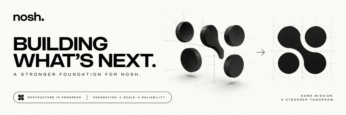 UseNosh's tweet photo. We are now in the process of working on some major structural changes to Nosh as a platform entirely to help ensure that our foundation is as strong as possible before moving forward with scaling to more launchpads and making bigger updates.

Going to share an update with everyone shortly with more specific details on exactly what we are doing.