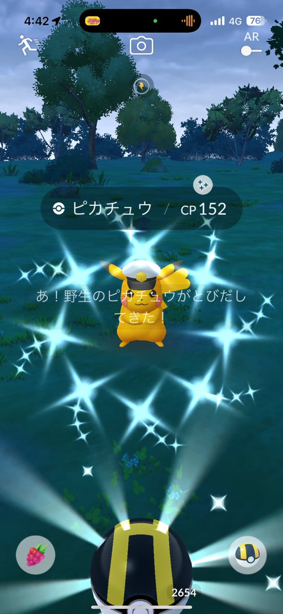 shiwouta's tweet photo. ピカチュウペカった✨

前回メスの色違い捕まえとったから今回はオスが欲しかったがメスでした。

#ポケモンGO
#ピカチュウ色違い https://t.co/Tlw660zYLt