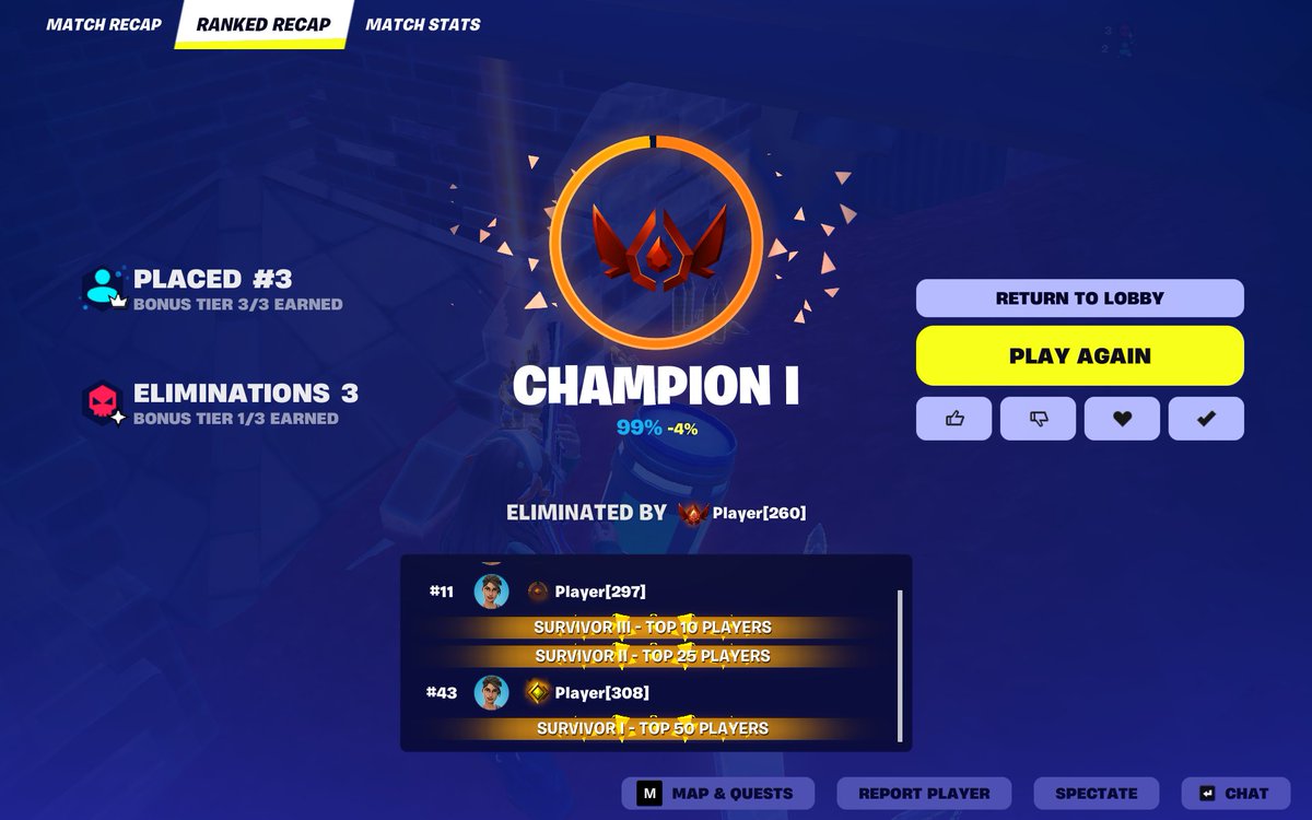 SamCory26276's tweet photo. @FNCompetitive @fortni
im just trynna get unreal but i seemingly cant because of the ranked system.

im going against bronze players somehow and people my rank but when i die in #3 rd with a few elims i get -4 rank? 

this started after the new update and ranked is just shit https://t.co/A6DMjnebgc