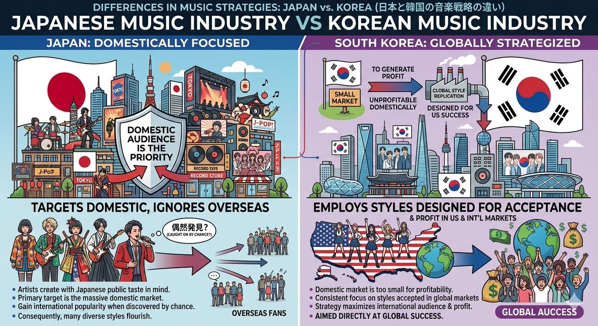 Graphivore's tweet photo. Differences Between Japanese and Korean Music

#Japan 
#japanese 
#kawaii https://t.co/E5no7EyAMy