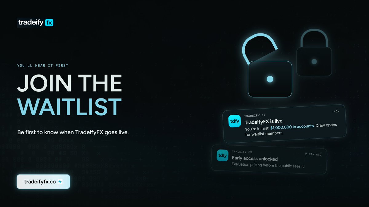 tradeifyforex's tweet photo. We're closer to launch than most people realise 🚀

Everyone on the waitlist gets the latest updates before the public does 👀, and they're the only ones eligible for the $1,000,000 in accounts we're giving away at launch 💰

If you've been meaning to sign up, this is the time to do it 👇

https://t.co/Hzbk2aqd0y