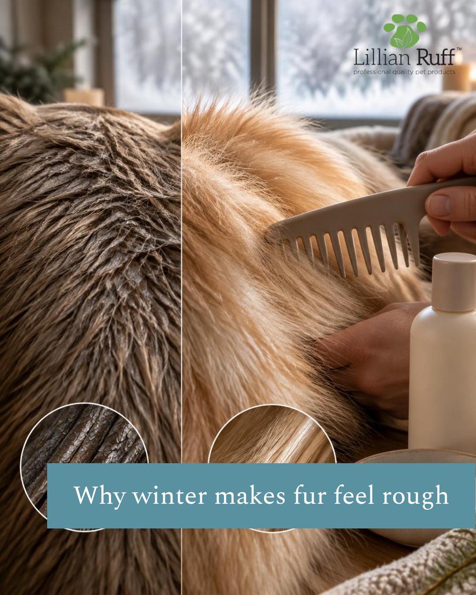 Lillian__Ruff's tweet photo. Cold air shrinks hair cuticles, making fur coarse and less insulating. Regular conditioning + gentle detangling preserves cuticle alignment and loft for warmth. Keep pets cozy with winter conditioners &amp; wide-tooth detanglers. #pet #dogs Tap the link in bio. https://t.co/lz1629eC3A