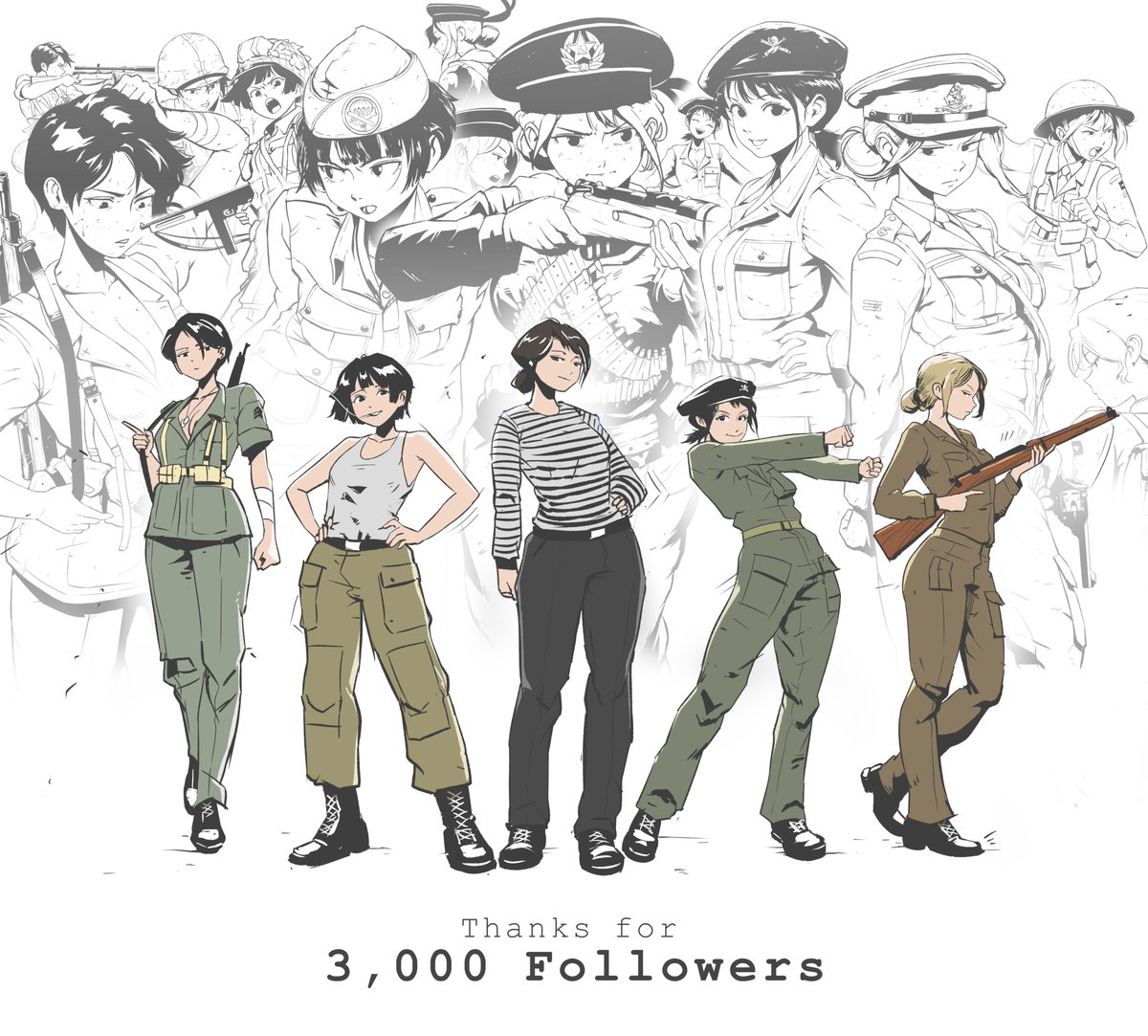 souperiart's tweet photo. Thank you for 3,000 followers! You guys are amazing for the support :D I'm thinking of reopening commissions sometime soon for those interested.

Which WW2 unit do you guys want me to draw next? (plus points if it's hyper-specific for some reason) https://t.co/vnS9xKMZJY