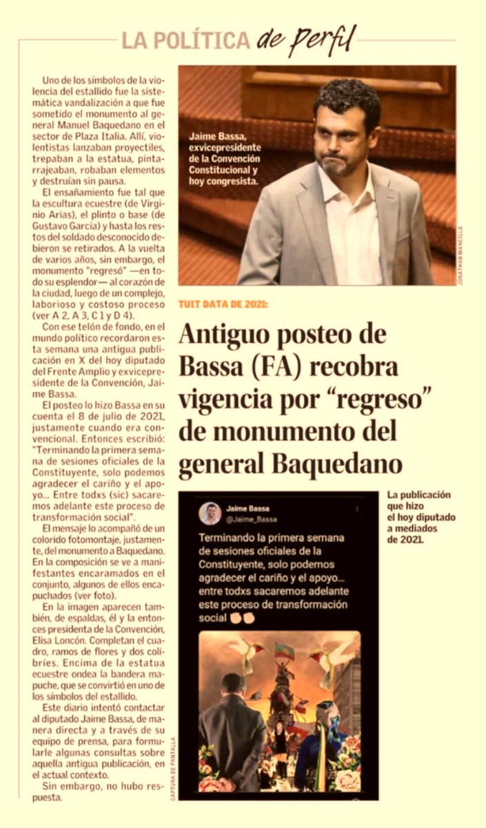 ayala_rodolfo's tweet photo. 📢 Cómo olvidar al afiebrado @Jaime_Bassa que festinaba con la destrucción del monumento al General Baquedano... otra vez perdió. https://t.co/SHcbBat0Sx