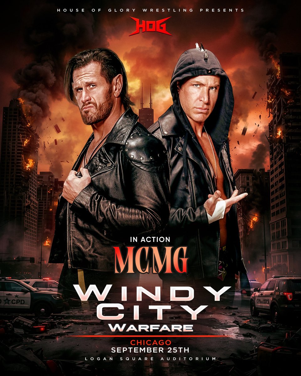 HOGwrestling's tweet photo. 🚨 MCMG IN ACTION THIS FRIDAY! 🚨

The Motor City Machine Guns are coming to CHICAGO! 🔥

See Chris Sabin and Alex Shelley live at HOG’s WINDY CITY WARFARE!
@SuperChrisSabin @AlexShelley313 

📍 Logan Square Auditorium
📅 THIS FRIDAY, September 25th
📺  LIVE on YouTube 

🎟️ Get your tickets NOW!
https://t.co/oMot4ZMFEm
