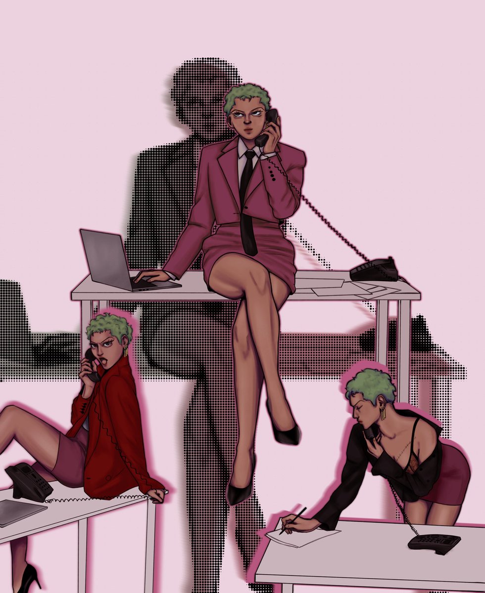 ketkilque's tweet photo. my fav office au with my fav character 
the red jacket and black shirt is sanji’s btw.
#zoro #sanzo https://t.co/lKpdLyaTLW