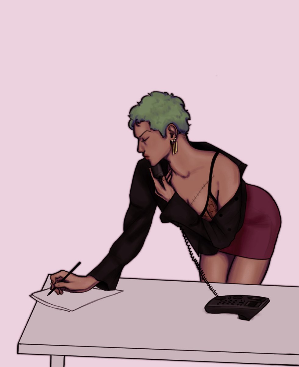 ketkilque's tweet photo. my fav office au with my fav character 
the red jacket and black shirt is sanji’s btw.
#zoro #sanzo https://t.co/lKpdLyaTLW