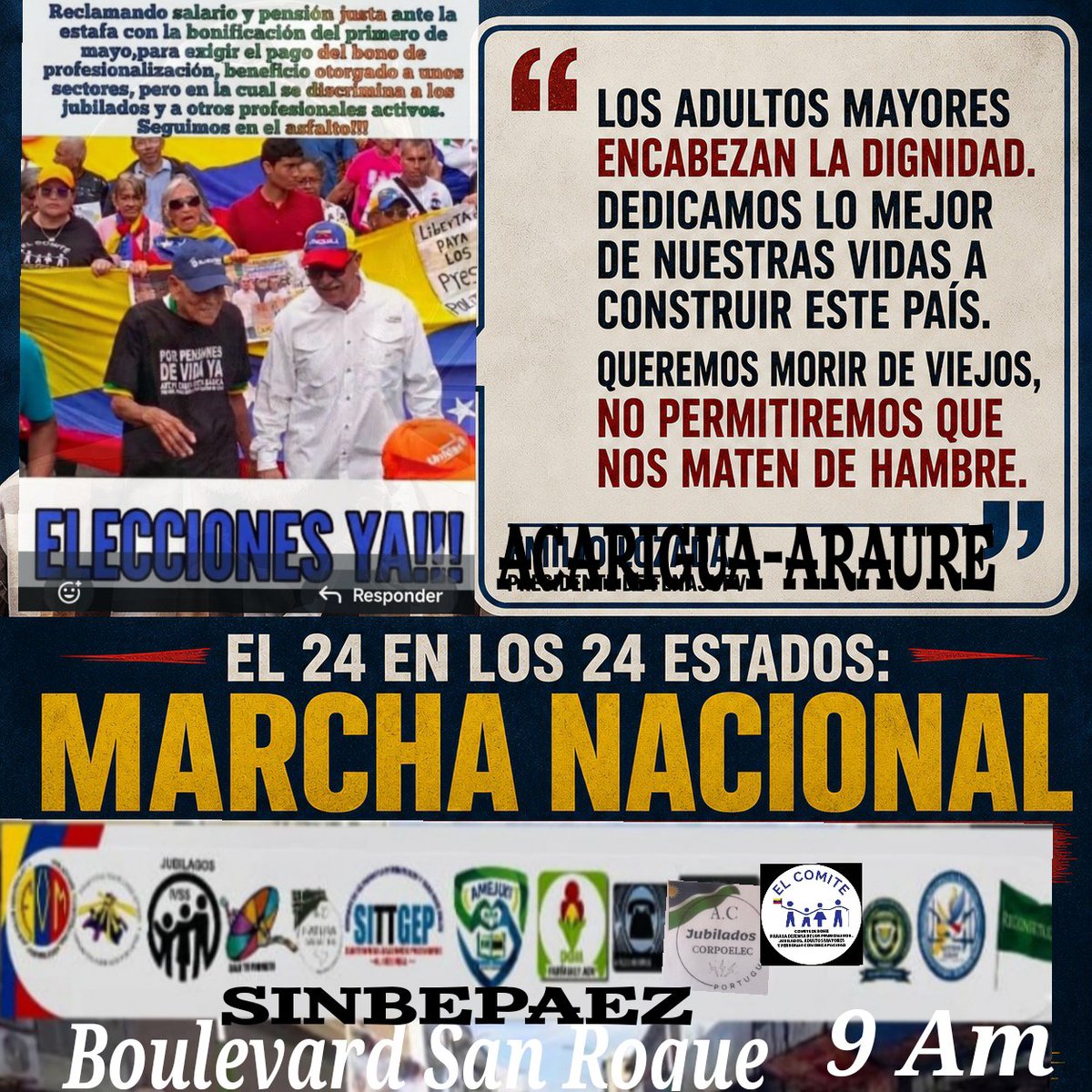 pablorangel_fvm's tweet photo. Contra estás pensiones y salarios que ofenden la dignidad humana,que tienden al exterminio de la población,que buscan el control social con un Kg de gorgojo los trabajadores activos y jubilados  #PaLaCalle este jueves 24 a las 9Am en el Boulevard San Roque de Acarigua https://t.co/T9msT4zfTV