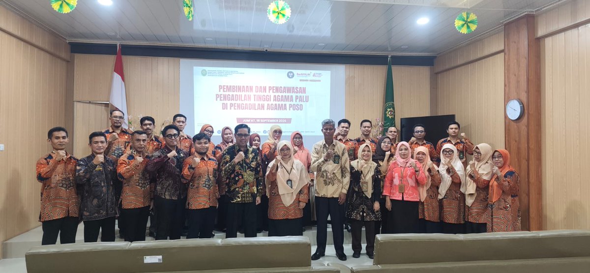 PTA_Palu's tweet photo. Tabe #SampesuvuPTA.Palu

Pada tanggal 16–18 September 2026, Tim Hatiwasda PTA Palu hadir di PA Poso untuk melaksanakan Pembinaan, Pengawasan Daerah Triwulan III, sekaligus memantau langsung kualitas layanan publik.

@Humas_MA
@MahkamahAgung
@DitjenBadilag
#ptapalunabelopura https://t.co/kGf2Eo9xsO