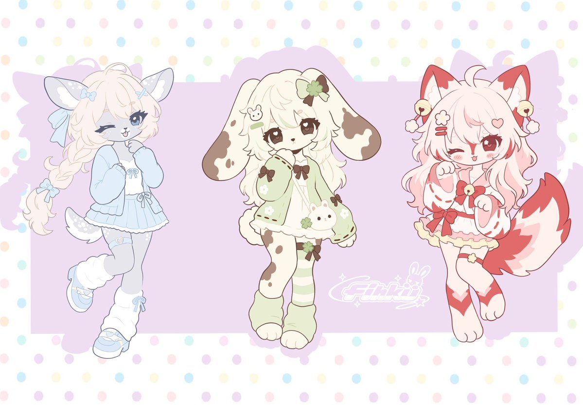 fihkuu's tweet photo. adopts <3
ice deer $15
mint bunny $20
cherry fox $25
#moeart #kawaiiart #chibi #ocart #adopt #furryadopt #cutecore #furryart #adoptable https://t.co/L2XTxzIol9