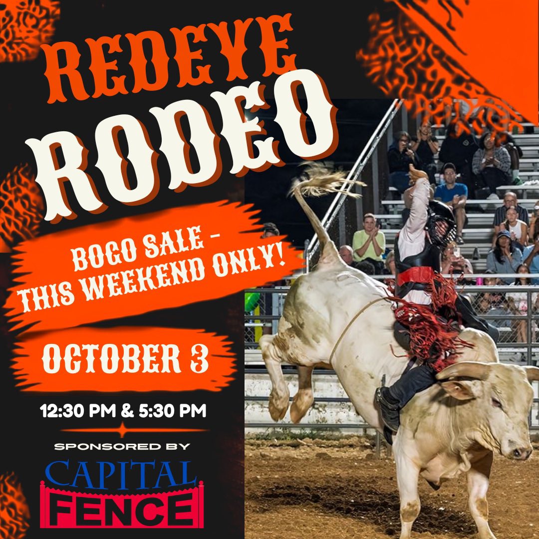 MOCOFAIR's tweet photo. ⏰🤠 FINAL 4 HOURS! 🤠⏰

Our Red Eye Rodeo BOGO Flash Sale ends TONIGHT!

🎟️ BUY 1 TICKET, GET 1 FREE!

🐂 Saturday, Oct. 3
⏰ 12:30 PM &amp; 5:30 PM

Grab your rodeo partner &amp; get your tickets before the deal is gone! 🔥

🎟️ https://t.co/eqdnOklRdG https://t.co/DQfEXLbktK