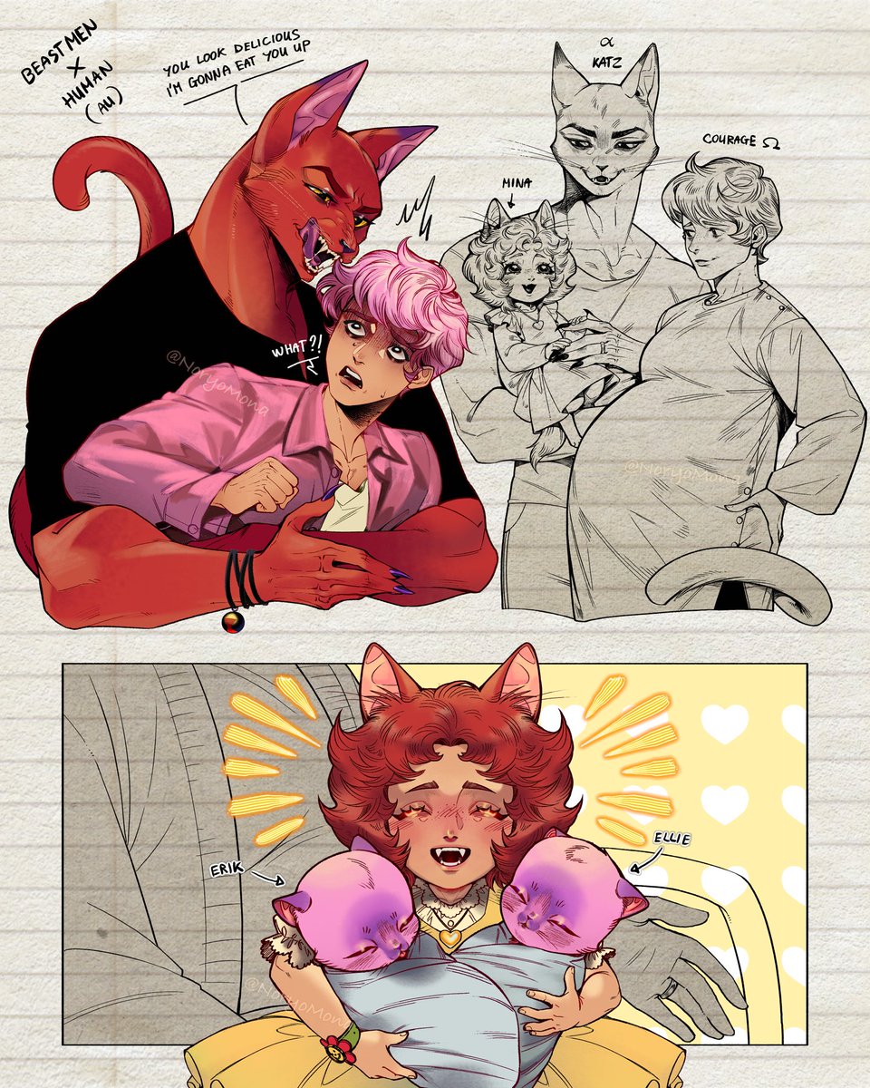 NoryoMona's tweet photo. -CTCD- ❤️KATZ X COURAGE🩷[beastmen x human]-AU- https://t.co/4wI6M1D2nc