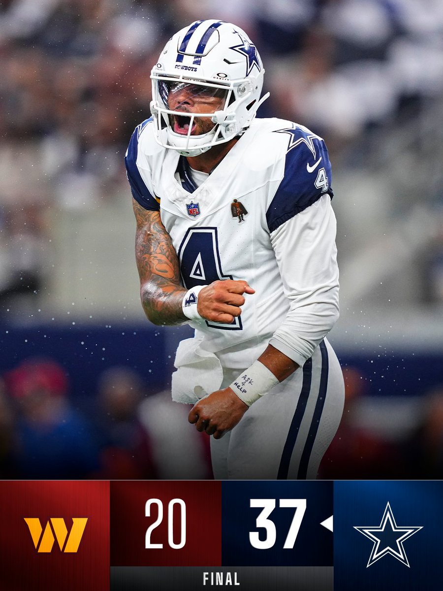 FINAL: @​dallascowboys secure their first dub of the season in front of the home crowd! 
 [📷](https://pbs.twimg.com/media/HSsoWMGbUAAt2Lp.jpg) https://pbs.twim