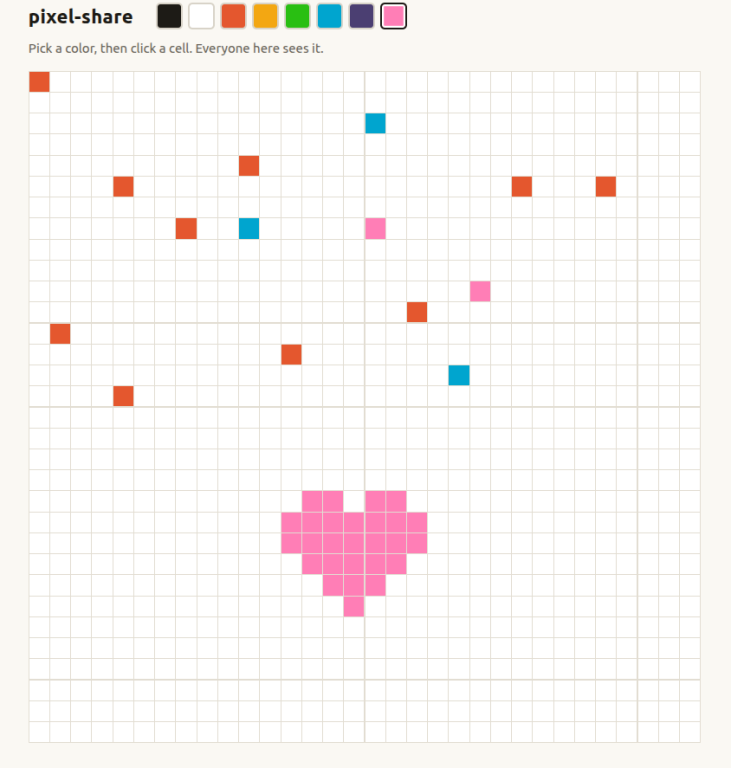 aquameta's tweet photo. A few more screeshots just for fun.  AI drew the heart in pixel-share. https://t.co/nOGaZqnT87