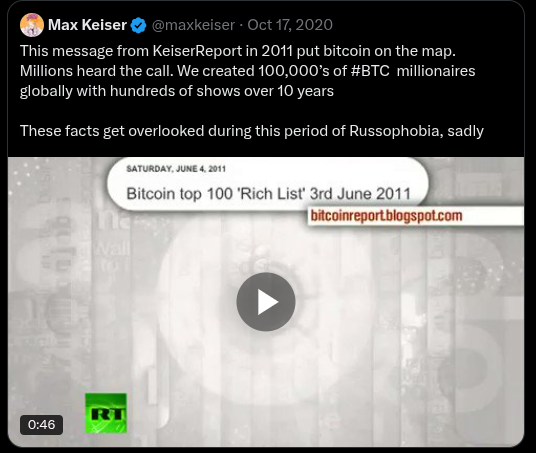 OccGn's tweet photo. Soros Open Society funded Frontline Club, founded by Vaughn Smith who hosted Assange at his country home where he made his RT News shows Dec 2010.

Assange also started using BTC, promoted by Max K. on RT News, BTC x10'd in months.
https://t.co/BUITWXWOGo
https://t.co/z4DOJlabgC https://t.co/FYrjm4QCES