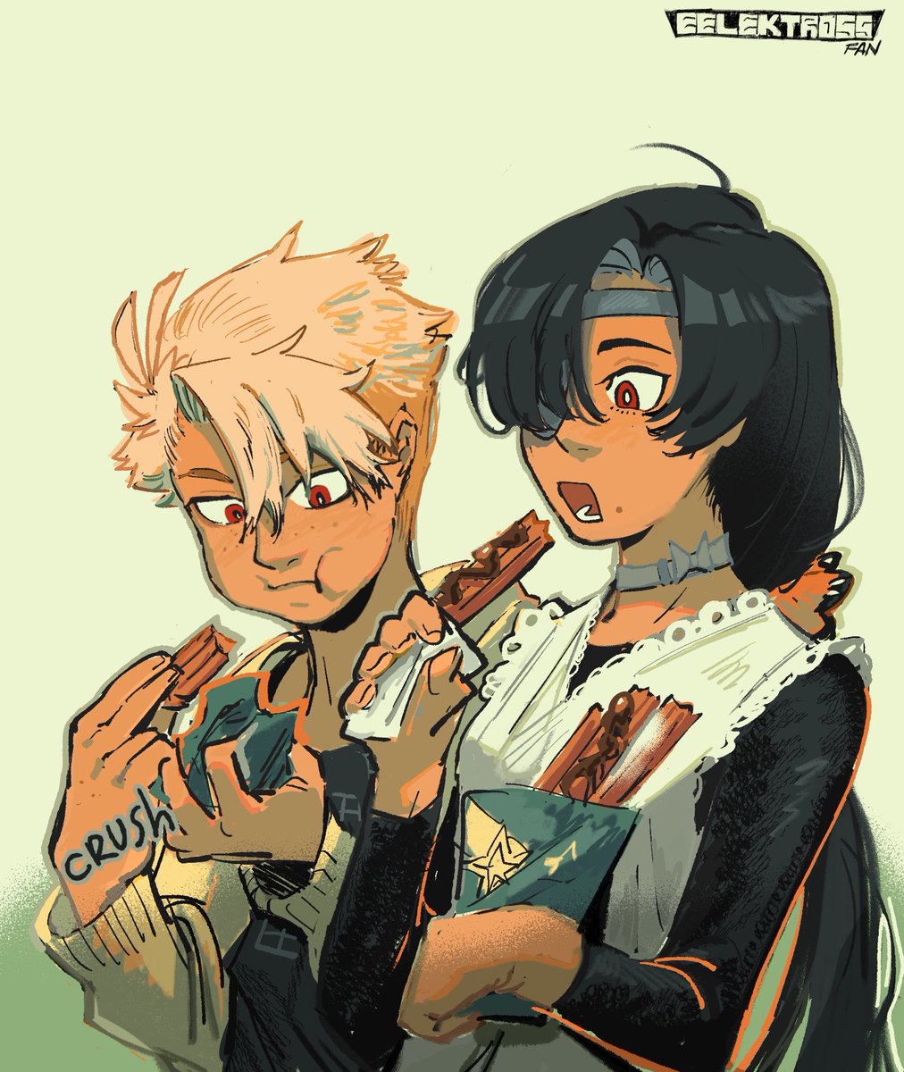 Eelektrossfan's tweet photo. I like drawing characters eating food https://t.co/IQzthj8jnX