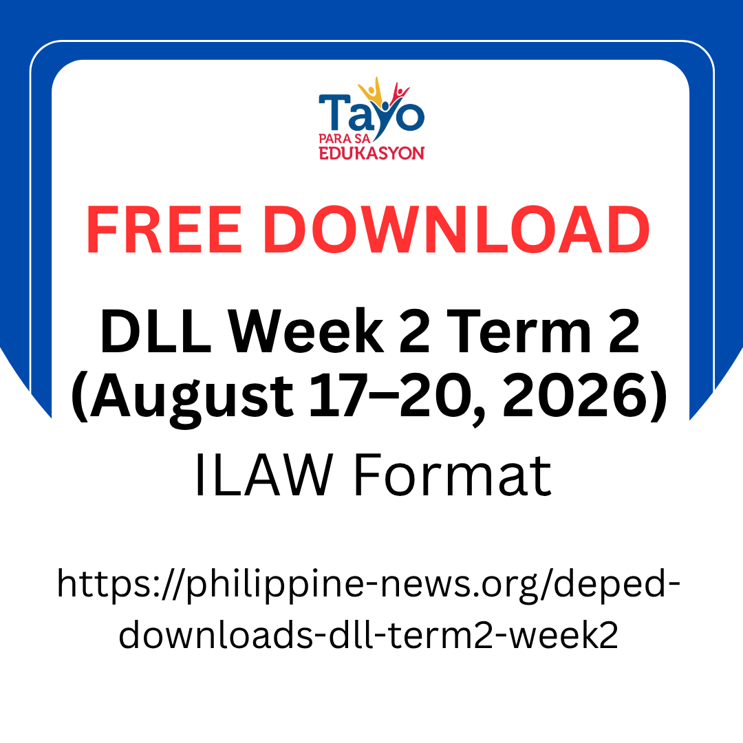 PHNewsOrg's tweet photo. 📚 FREE DOWNLOAD: DepEd DLL Term 2 Week 2

DLL materials for September 21–25, 2026 are now available, following the ILAW Framework for Term 2.

📥 Download:
 https://t.co/AxIJQeybVP

#DepEd #DLL #ILAW #PHNewsOrg https://t.co/ts0LPFfi2u