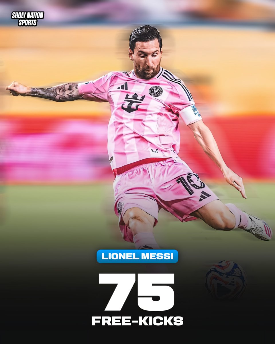 Sholynationsp's tweet photo. 🇦🇷 Lionel Messi is now 3 free-kick goals away from the most free-kick goals of all time.

⚽️ 75 free-kick goals

GOAT! 🐐 https://t.co/5HfpGRyLHl
