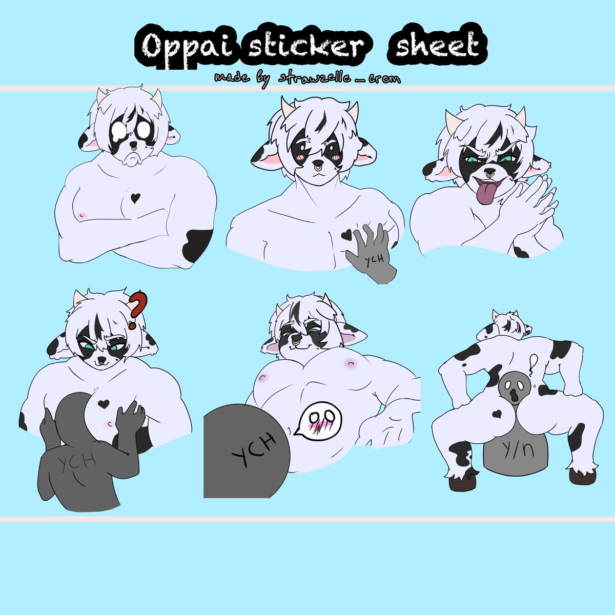 Strawzelle_crem's tweet photo. Sticker sheet comm I made for @milkeroppai 
Had fun drawing him as always

#furry #furryart #furrycommissions #furryfyp #art #drawing https://t.co/146HUio9MV