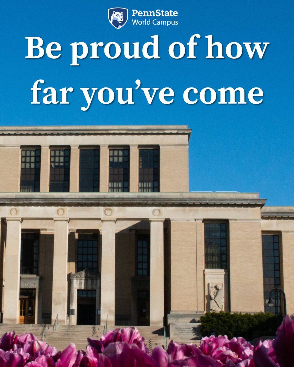 PSUWorldCampus's tweet photo. Be proud of how far you’ve come! 🤍🌷 

#PennStateWorldCampus #SundayMotivation https://t.co/u3RbvOjJwF