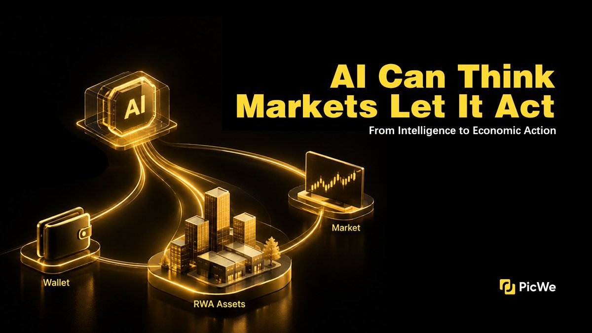 PicWeGlobal's tweet photo. AI can analyze information.
AI can generate strategies.
AI can automate decisions.

But intelligence alone doesn't create economic participation.

AI needs assets, wallets, markets, and verifiable execution.

That's where blockchain infrastructure meets RWA. https://t.co/0QdrvhsaG1