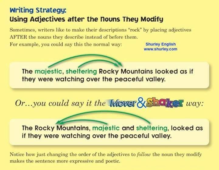 shurleyenglish's tweet photo. ๐จ You can never have enough writing strategies. Have you tried using adjectives AFTER the nouns they modify? Check it out.
#languagearts #homeschool #ELAsuccess #k12education https://t.co/OOuC2IGMnq
