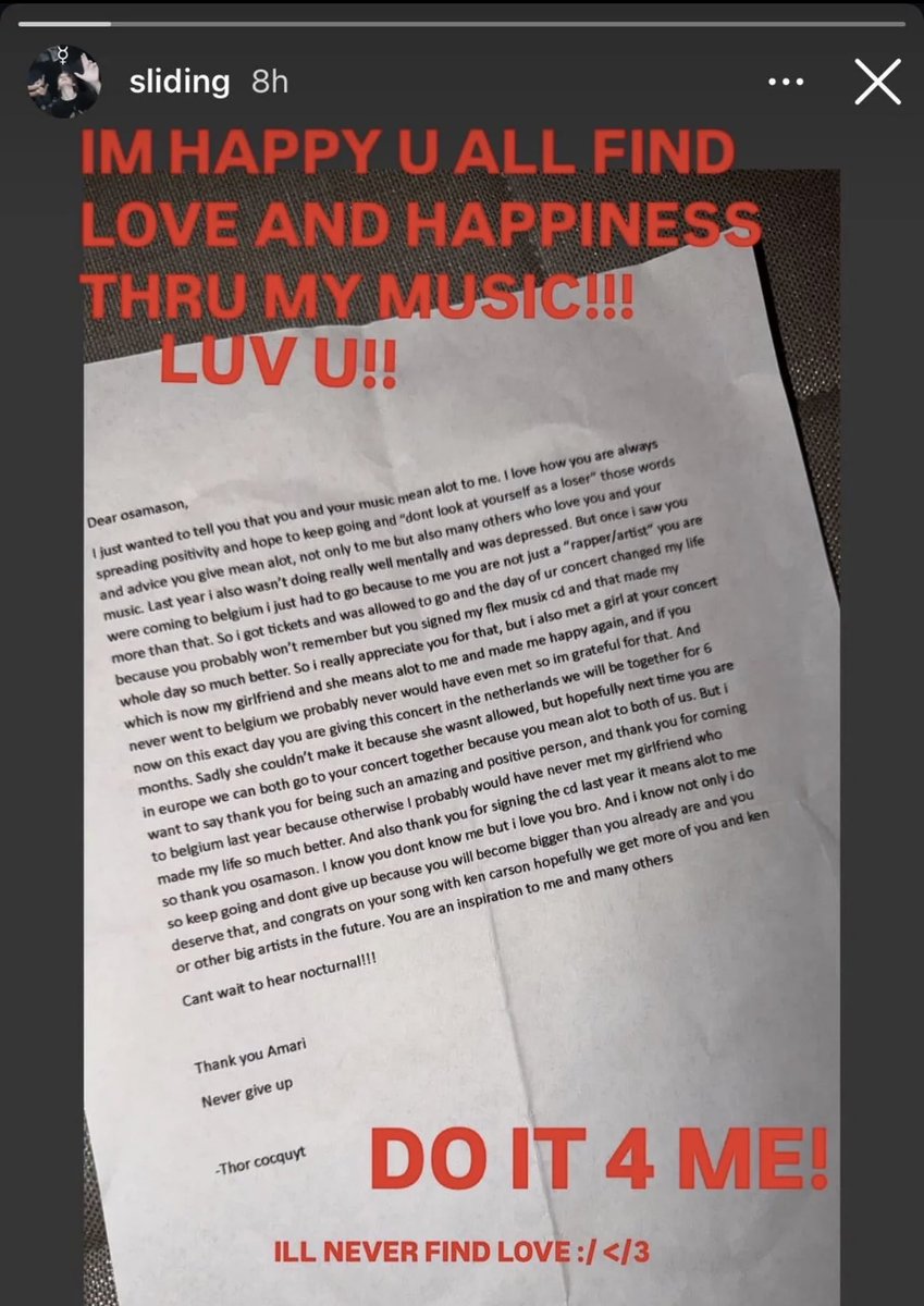 notbobbalam's tweet photo. OsamaSon says he’ll “NEVER FIND LOVE :/ <\3” 😢💔 https://t.co/upqKTaPssu