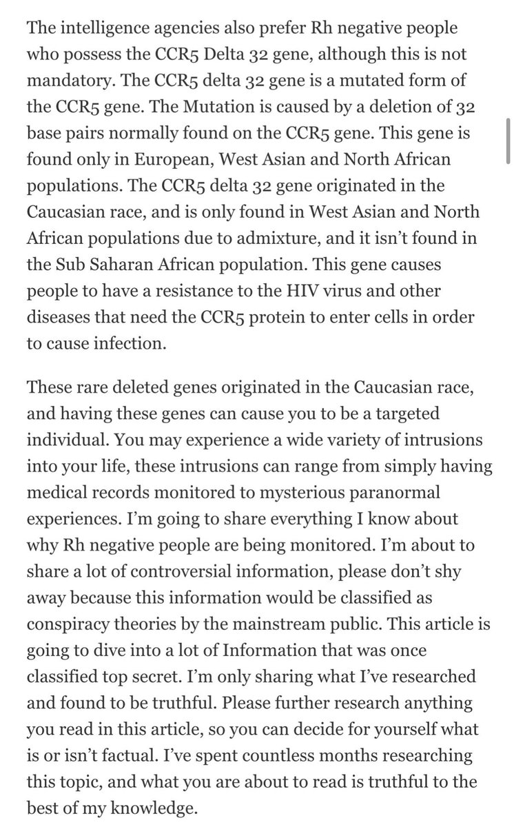 TyrReborn's tweet photo. They’re hunting down the RH negative bloodlines that have unusually high psychic abilities 

Theres also overlap between Rh negative blood and the CCR5 Delta 32 gene, the combination of the two leads to extremely increased psi 

This gene originated in Caucasians https://t.co/w9cLhdcMdR