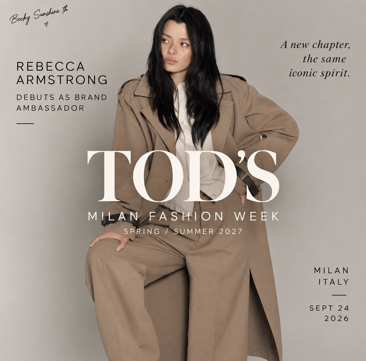 BeckySunshineTH's tweet photo. Milan Fashion Week is calling! Get ready fam!

@AngelssBecky @Tods 

#beckysangels 
#BeckyArmstrong 
#BeckyEntertainment  
#Tods #TodsxBecky https://t.co/hXjWPPAfib