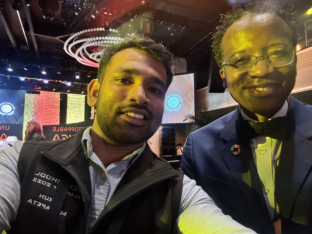 TMasapeta's tweet photo. The Thunderbird spirit travels the world! Great to run into @LandrySigne at @GlobalAfricaBiz. 

@Thunderbird #GABI https://t.co/v82XoH0Rak