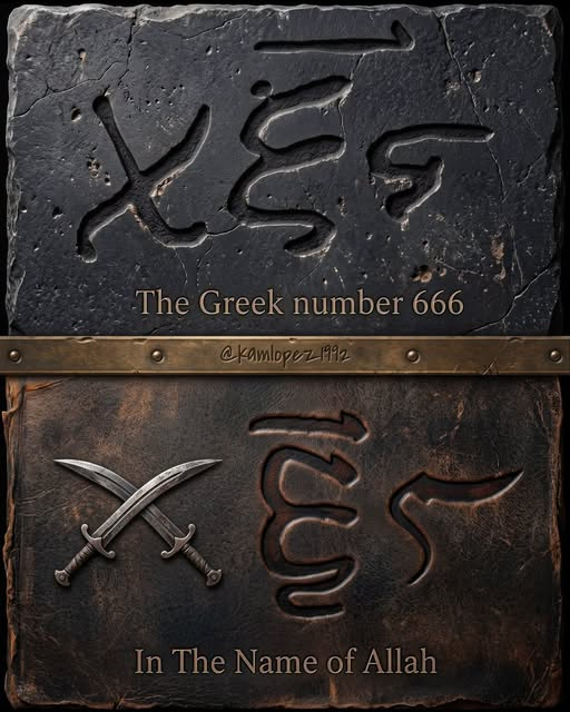 podunk1220's tweet photo. In Revelation 13:18, the apostle John recorded the mark of the beast using three Greek letters: Chi, Xi, and Stigma, written as χξς.
What makes this visual comparison so chilling is how closely those ancient characters mirror the Arabic phrase Bismillah, meaning "in the name of Allah," paired with crossed swords.
If a 1st-century apostle was shown modern badges of allegiance worn across foreheads and right arms, this is remarkably close to what he would have seen and penned. 📷
Typologically, the parallels are impossible to overlook. Scripture warns that the spirit of the antichrist explicitly denies both the Father and the Son, changes set times and laws, demands total submission, and beheads those who refuse to bow.
The warning remains clear. Be discerning, stand firm in truth, and keep your faith anchored in Jesus Christ alone. 📷
References: Revelation 13:16-18, Revelation 20:4, 1 John 2:22, Daniel 7:25.