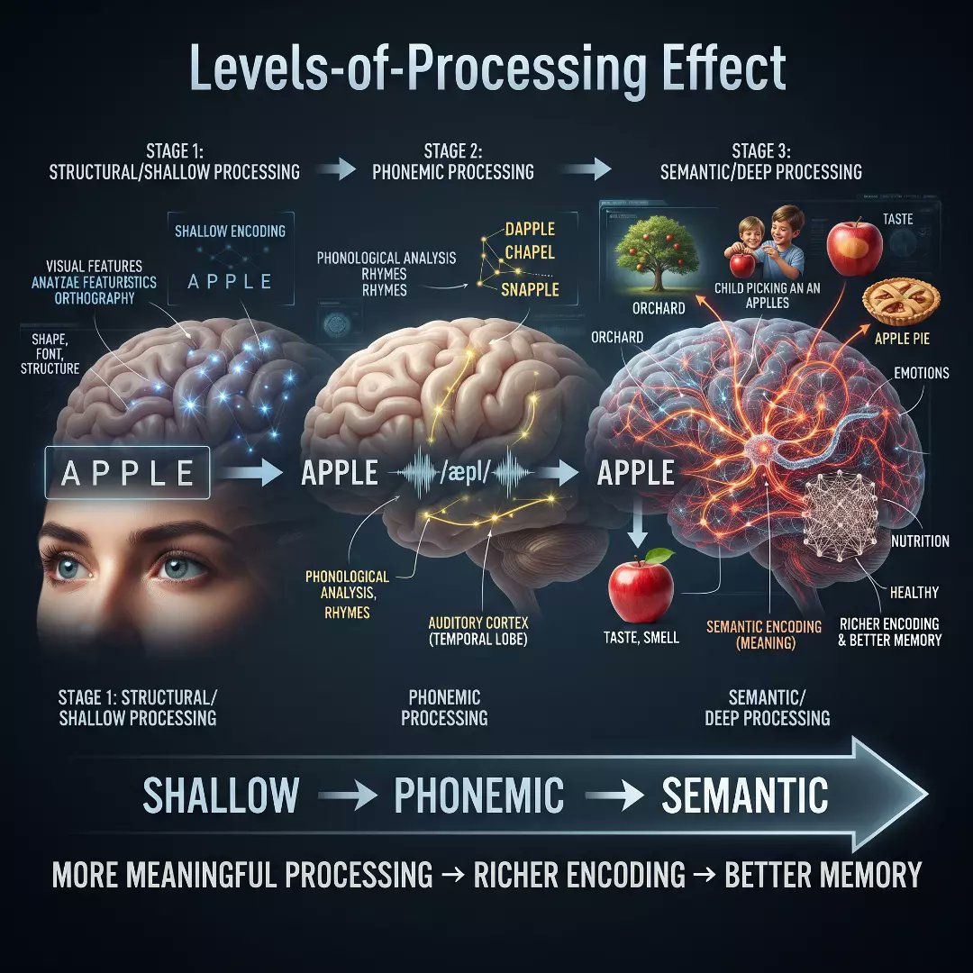 KeelyRiegle's tweet photo. You remember information better when you understand its meaning—not just its appearance.
levels of processing, memory, deep processing, learning, encoding https://t.co/zlwVRfzGwv