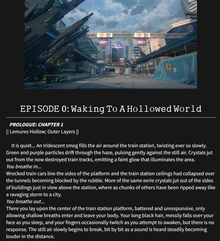 HarbingerShinku's tweet photo. Loreposting 1
You wake up amidst a land long gone, decayed by otherworldy corrosion with no memory of what happened...

Prologue has been completed. https://t.co/Tf8yUNepdZ