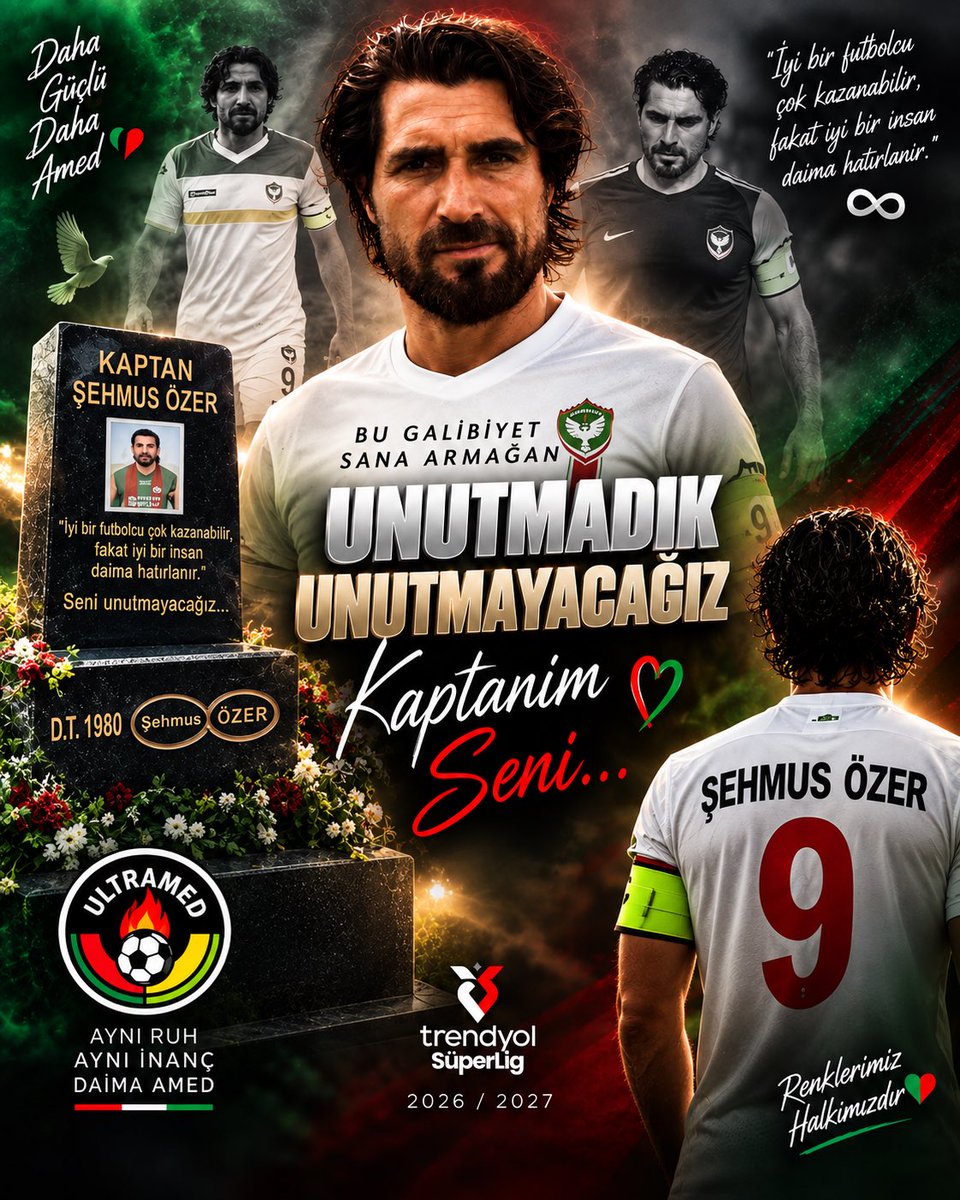 ultramed63's tweet photo. 🕊️ BU GALİBİYET SANA ARMAĞAN KAPTAN… ❤️💚
Bazı isimler bir formadan, bir numaradan, bir maçtan çok daha fazlasıdır… Şehmus Özer bu camianın hafızasında daima yaşayacak. Bugünkü galibiyet sana armağan Kaptan. Unutmadık, unutmayacağız seni. ♾️🕊️
#ŞehmusÖzer #Amedspor #UltrAmed https://t.co/XIi0g6konp