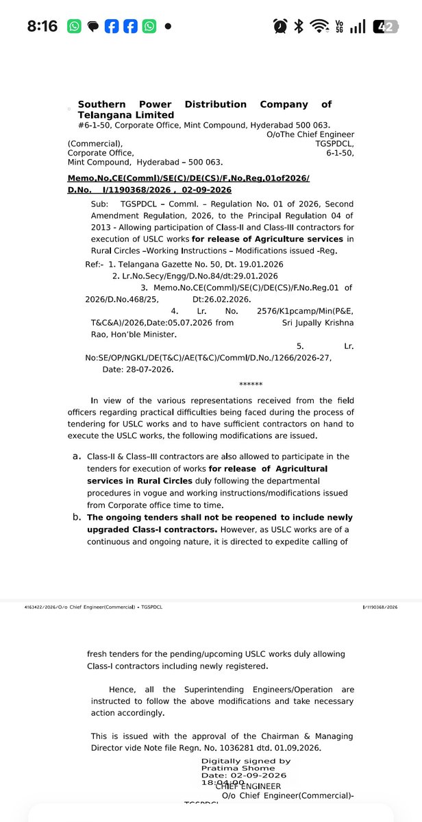 goud_lingan's tweet photo. Take action against SE  Operation Nagarkurnool and Wanaparthy give the Choice USLC works to Class-II contractors. Please cancel of tender works class-1.
From 
Lingan goud 
9000366381 https://t.co/fMqbMnnm3V