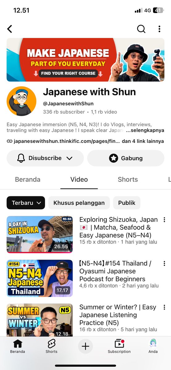 tiffaniwithi's tweet photo. Channel rekomen buat belajar shadowing N5-N4 https://t.co/zzRaob9Sxp