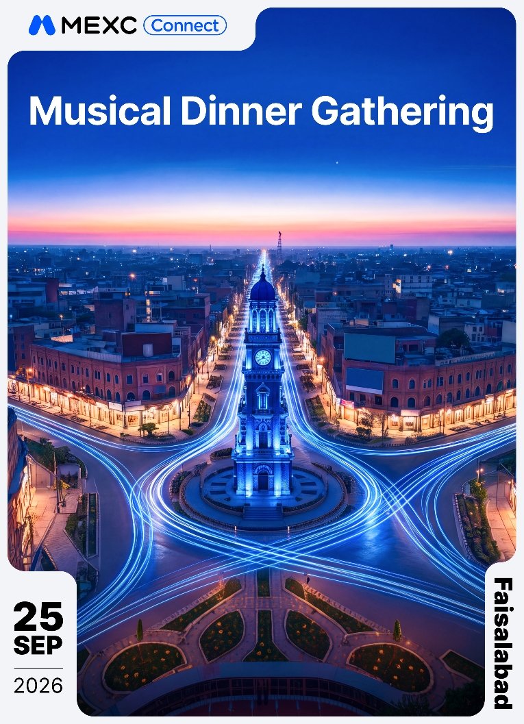 MEXC_PAK's tweet photo. The city is officially revealed. 👀

📍 Faisalabad, Pakistan
🎶 MEXC Connect: Musical Dinner Gathering
📅 25 September, 2026

The wait is over. Now it’s time to Connect, Trade &amp; Celebrate. 💙

Faisalabad, we’re coming. 🇵🇰

#MEXC #MEXCInFaisalabad #MEXCEventRocks https://t.co/k70qdeGDFh