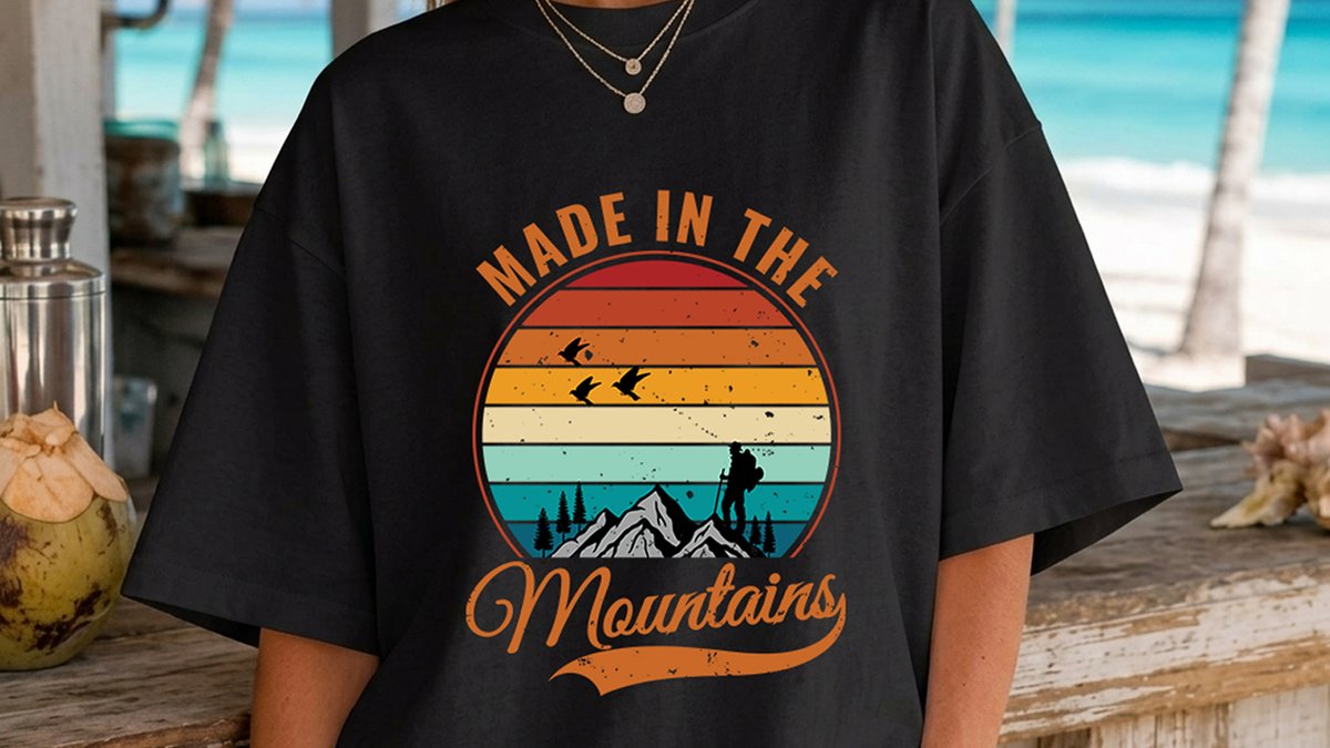 creativetopon's tweet photo. Made in the Mountains 
A vintage-inspired mountain T-shirt design for hikers, adventurers &amp; nature lovers.
#TShirtDesign #MountainTShirt #Hiking #OutdoorStyle #GraphicDesign #Adventure https://t.co/DveXnu3HTZ