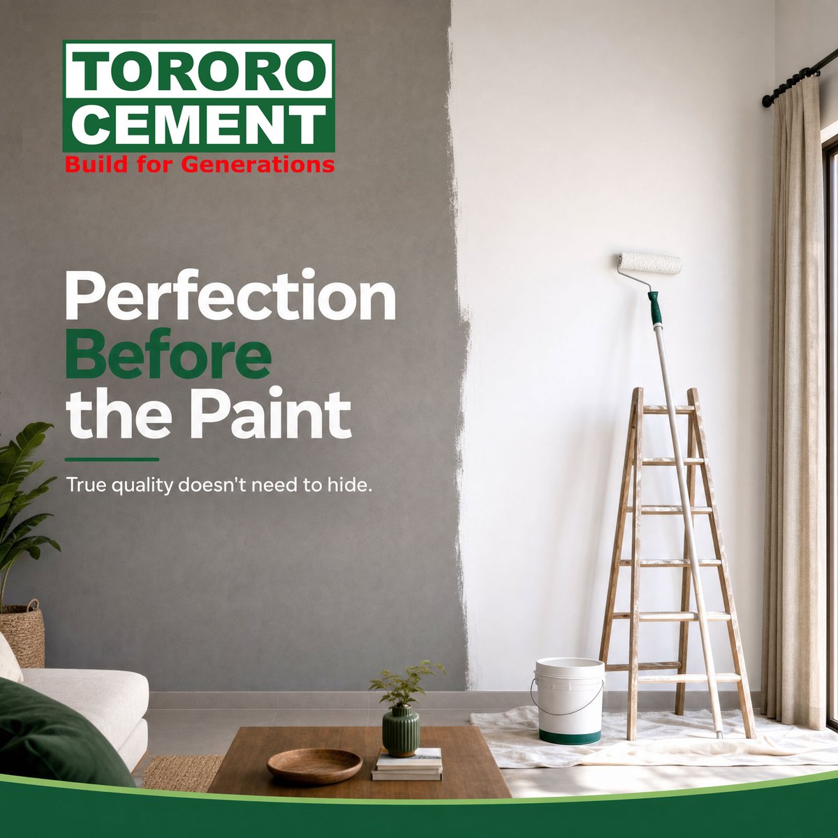TororoCement's tweet photo. A flawless coat of paint can mask a wall, but it can’t save a weak foundation. True strength shows long before the final touches.
Build with Tororo Cement—where quality doesn't need to hide.
#PerfectionBeforePaint #TororoCement #BuildToLast #ConstructionUganda #QualityFirst https://t.co/IofOpz2aeZ