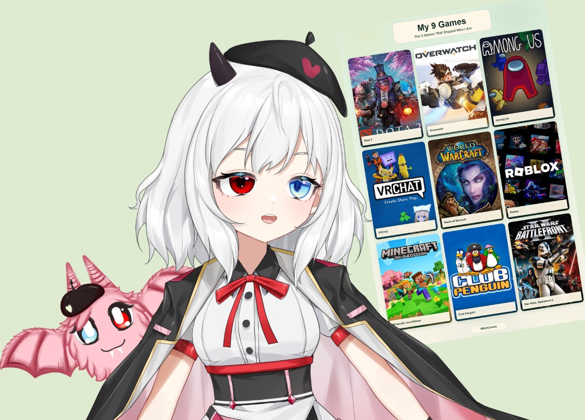 VtheVTuber's tweet photo. The 9 games that shaped who I am today. I probably wouldn't be the same person if any one of these games weren't here. 

THANKS @AshiiiBoo_VT FOR MAKING THIS FOR ME https://t.co/9RipsnrJBr