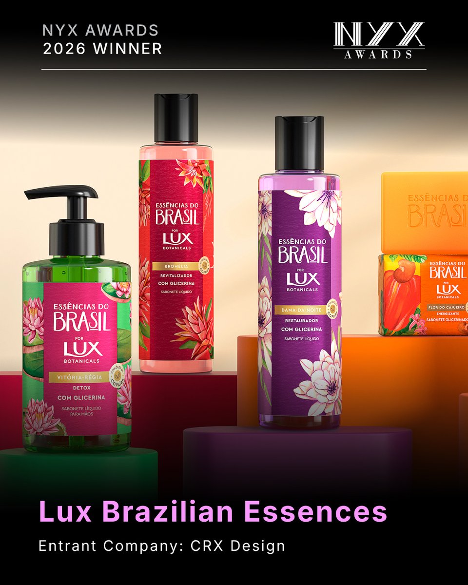 nyxawards's tweet photo. 𝟐𝟎𝟐𝟔 𝐖𝐢𝐧𝐧𝐞𝐫 𝐇𝐢𝐠𝐡𝐥𝐢𝐠𝐡𝐭🏆

Lux Brazilian Essences by @crx_design 
Winner's Page: https://t.co/f6SuWxPARE
🔗 Link in bio

#NYXAwards #MarketingAwards #PackagingDesign #SeriesPackaging #PackageDesign #PackagingGraphics #ProductPackaging https://t.co/BCK3VmHa5f