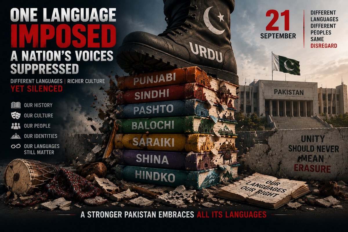 34_Notmyage's tweet photo. Pakistan’s language debate continues as public discussions examine the role of Shehbaz Sharif’s government, state institutions and leadership figures like Asim Munir in addressing concerns related to linguistic diversity and representation.
#UnfairArticle251 #LinguisticDiversity https://t.co/UxaMh5jUdO