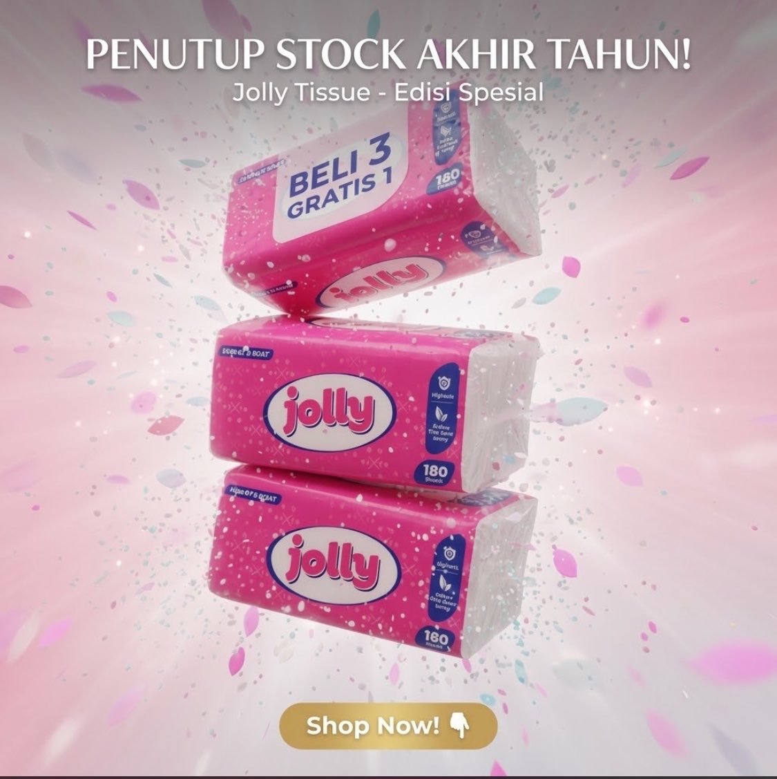 LincoJerlyn's tweet photo. Spill promo wajib checkout hari ini! Beli 2 Gratis 1 Tisu Jolly 🥳 Auto hemat, klik link sekarang 💥 
https://t.co/3tepaj98AJ

#TisuJolly #JollyTissue #PromoBeli2Gratis1 #Beli2Gratis1 https://t.co/1FH3zS1sMk