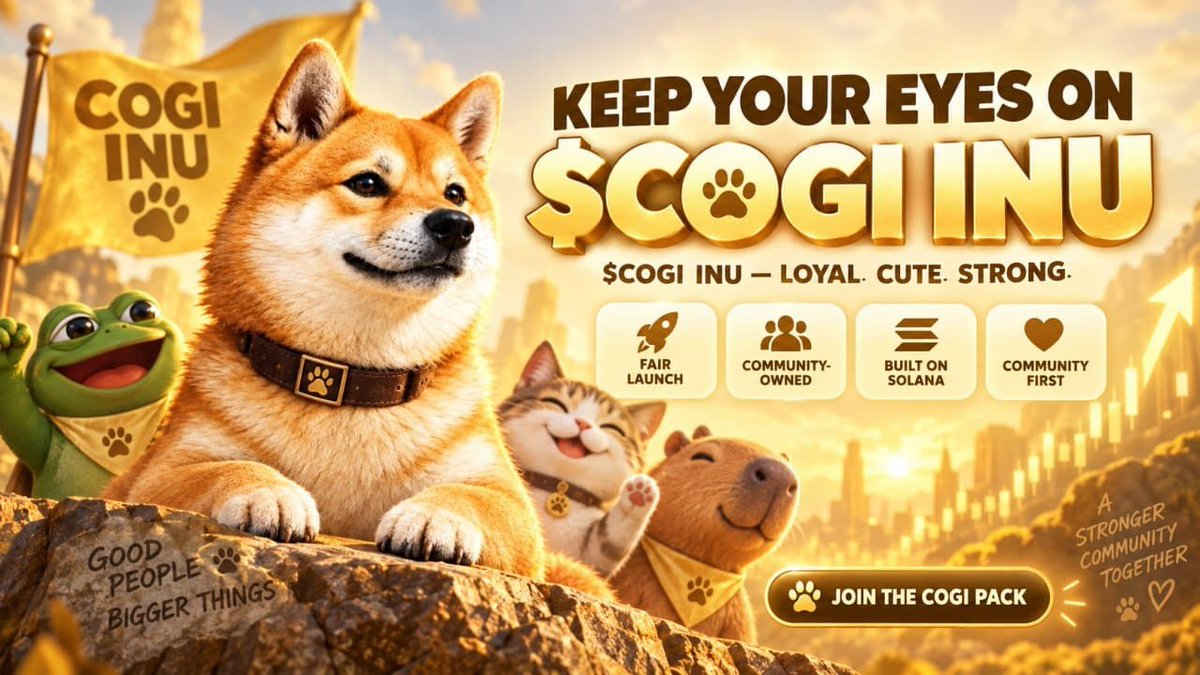 TheCryptooGuru's tweet photo. 🚨🐾 KEEP YOUR EYES ON $COGI INU
A fresh SOLANA MEME COMMUNITY built around one golden Shiba and a growing pack of meme lovers, degens, dogs, cats, frogs and capys. 🐕🔥

✅ FAIR LAUNCH
✅ COMMUNITY-OWNED
✅ BUILT ON SOLANA
✅ ORIGINAL MEME IDENTITY
✅ COMMUNITY FIRST

📢 The team is building the community early, and the OFFICIAL CONTRACT + LAUNCH UPDATES will be shared through the official channels first.

🐾 $COGI INU — LOYAL. CUTE. STRONG.

If you like discovering early Solana meme communities, this is one to keep on your radar. 👀

✈️ Telegram: https://t.co/hrsYNb7q0I
🐣 X: https://t.co/I1zjBx7GGK
🌐 Website: https://t.co/WYpfh67E51

CA: fDSmMvfUk7aVBNi1bp5gTbzLwuAnDoPajBDdPitpump

👇 WHO’S JOINING THE $COGI PACK?
#COGI #COGIINU #Solana #SOL #MemeCoin #SolanaMeme #CryptoCommunity #Memecoins