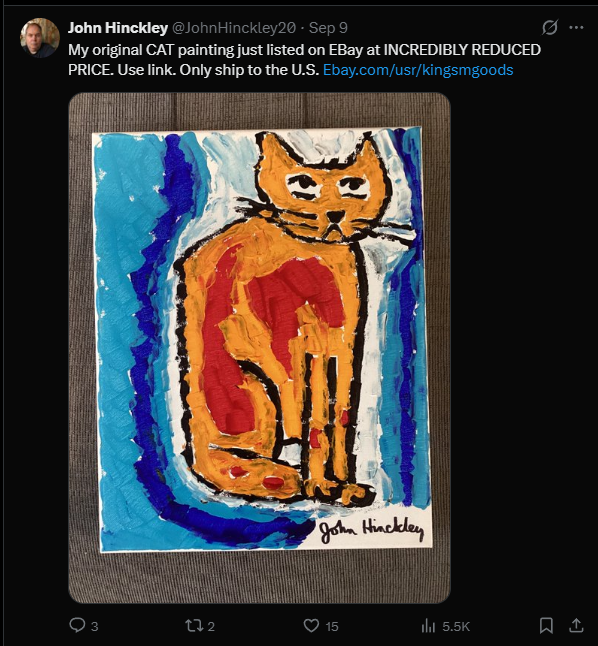 MahaveerESV's tweet photo. LOOK THROUGH ALL OF THIS GUY'S TWEETS

IN EVERY SINGLE ONE OF THEM HE'S CALLING IT HIS "ORIGINAL CAT" PAINTING

IT SHOULD BE CALLED ORIGINAL CAT https://t.co/kxi7Z3qAqg