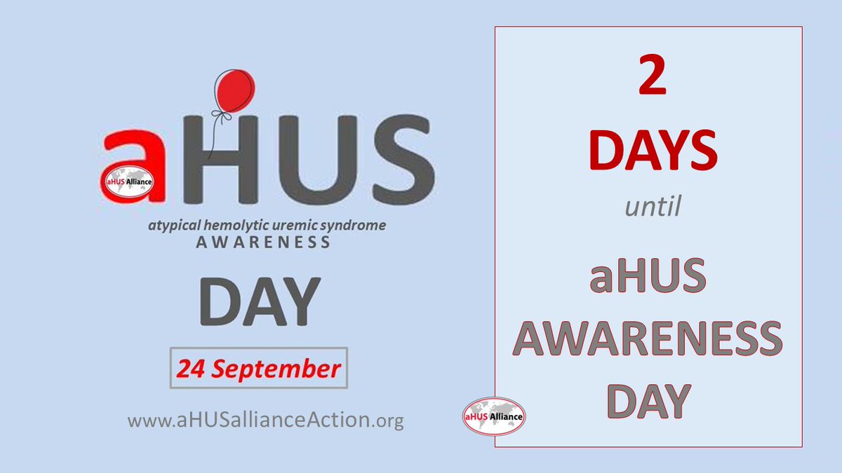 aHUS24Sept's tweet photo. 2 Days until the 12th aHUS Awareness Day (TH: 24 Sept 2026) - What is the focus of the annual campaign in the #atypicalHUS community? Why 24 Sept?
Info & Resources at https://t.co/9VsvGjPfOL Join In!
#aHUS24Sept #TMA #complement #raredisease #aHUS https://t.co/CsSUgLLUwm