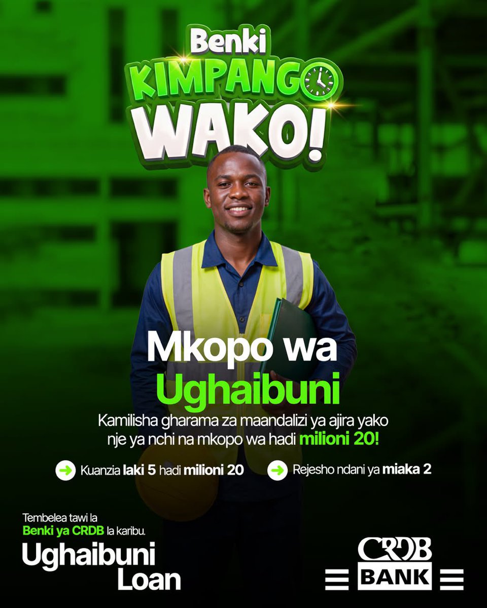 ClaraFundi's tweet photo. Ndoto ya kufanya kazi Ughaibuni inaanza hapa! ✈️💰

Kamilisha maandalizi ya ajira yako nje ya nchi kwa Mkopo wa Ughaibuni hadi TSh 20M, kuanzia TSh 500K, rejesho hadi miaka 2.

#UghaibuniLoan #CRDBBank #Tunakusikiliza https://t.co/N2njjrvAqp