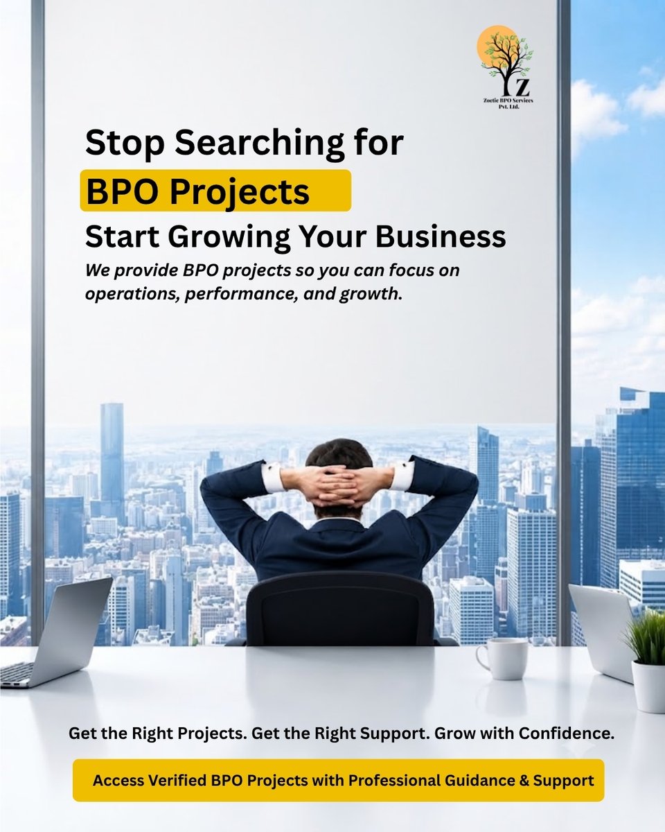 zoeticbpo's tweet photo. Streamline your BPO operations with verified projects.

Data Entry | KYC | Back Office | Call Centre
Partner with Zoetic BPO Services and grow with confidence.
📞 +91 93113 13714
🌐 https://t.co/qhDSvBJhM3
#BPOProjects #DataEntry #KYC #Outsourcing #BusinessGrowth https://t.co/Bmd3iRemsR